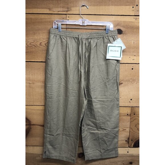 NWT Vintage ELCC Silk Linen Pants Womens Size XL Casual Solid Beige Drawstring - Picture 1 of 9
